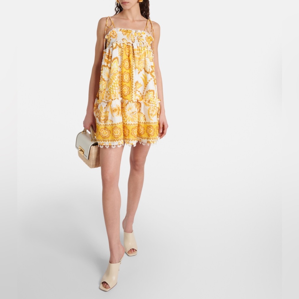 FARM Rio Aura Floral Off-White Mini Dress Size XS